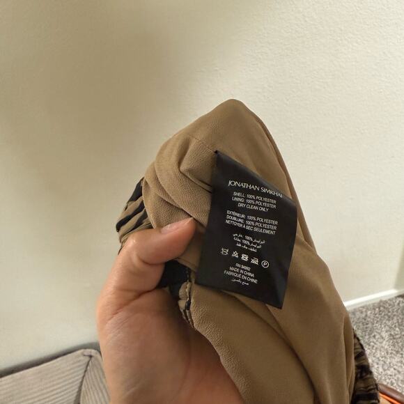 Jonathan Simkhai Floral Black & Tan chiffon pleated Flowy pants sz S - Picture 2 of 14